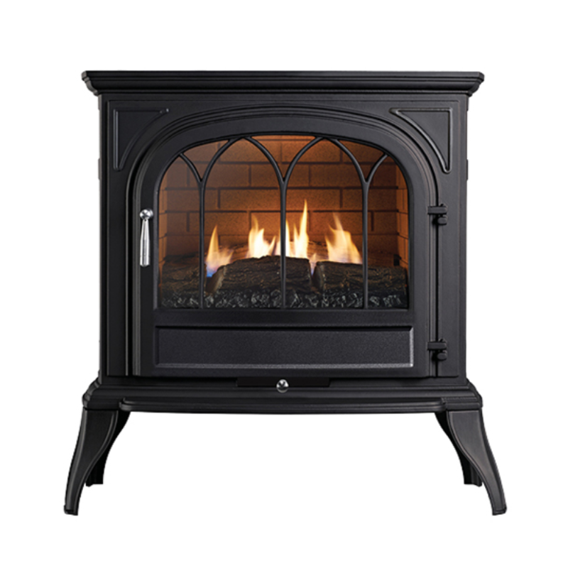 Pure Glow Novo 600 Flueless Gas Stove - Lattice Arched Door
