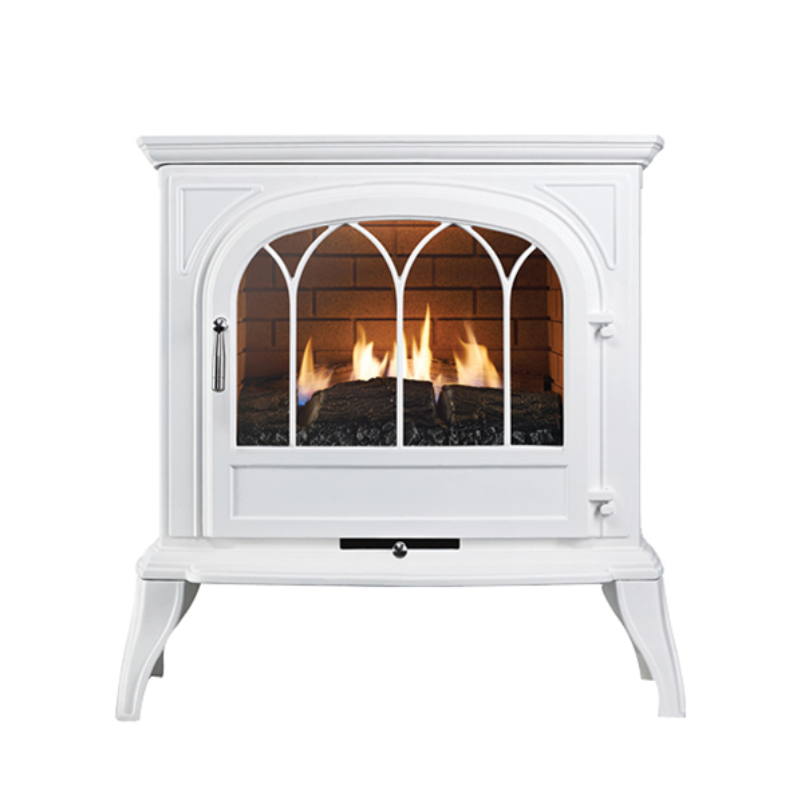 Pure Glow Novo 600 Flueless Gas Stove - Lattice Arched Door
