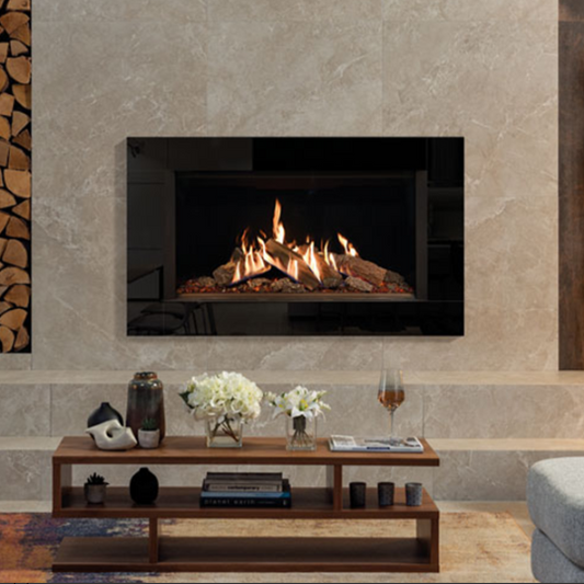 Gazco Reflex 105 - 9.5kw Natural Gas Fire With Black Glass Lining - Conventional Flue