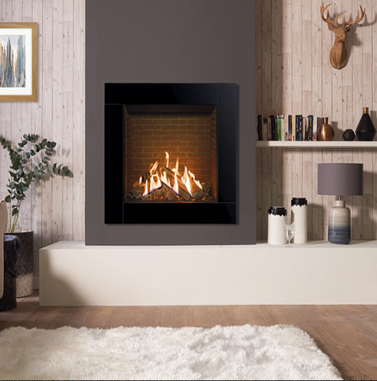 Gazco Reflex 75T - 8.3kw Liquid Propane Gas (LPG) Fire With Black Glass Lining - Balanced Flue